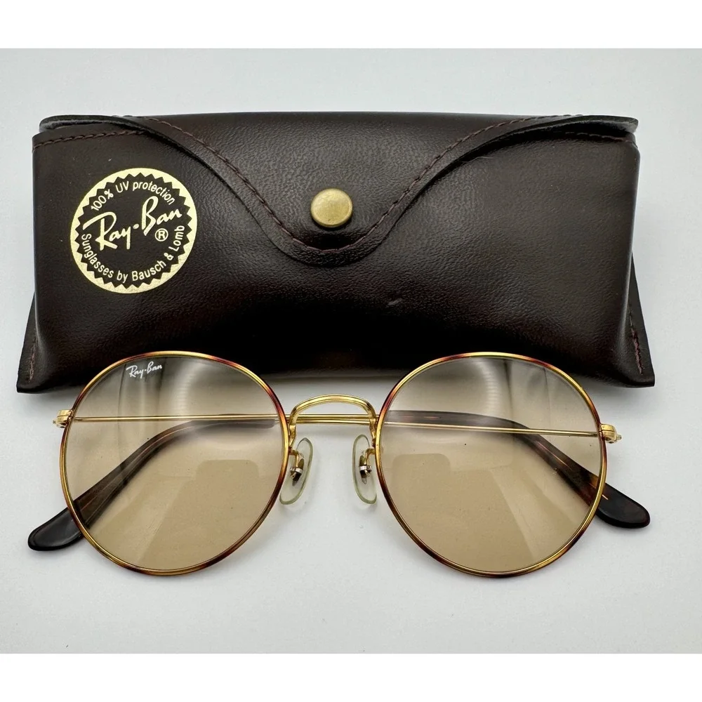 Vintage Bausch & Lomb Ray Ban Tortuga Round B-15 Brown 52-21 Sunglasses USA